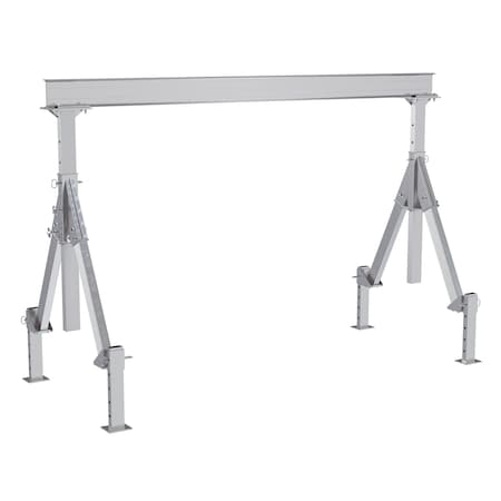 Vestil Aluminum Adjustable Height Gantry Crane w/Adjustable Leveling Option 12 ft. x 8 ft. 4K Silver AHA-4-12-8-ALO